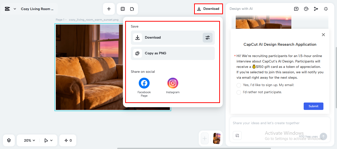 Exporting the media from the CapCut desktop video editor