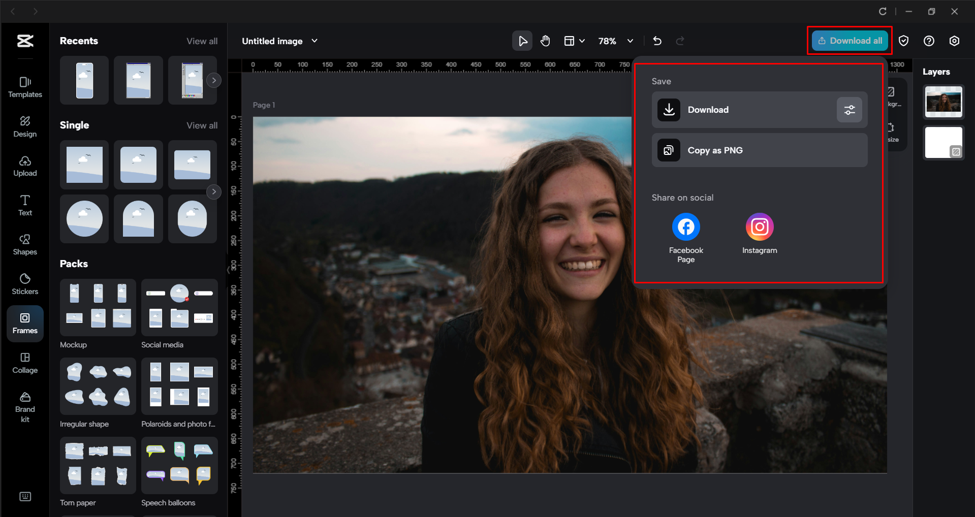 De afbeelding downloaden van de CapCut desktop video-editor