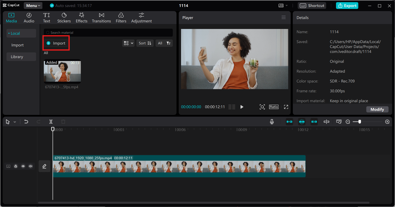 Import your video