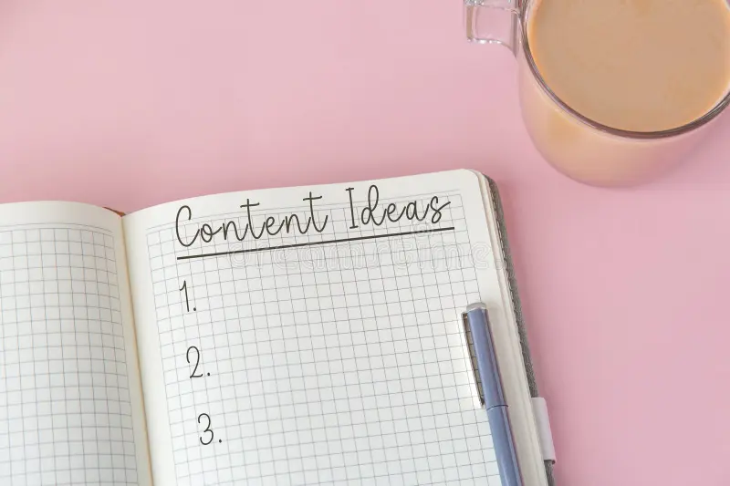 Open notebook with vlog content ideas