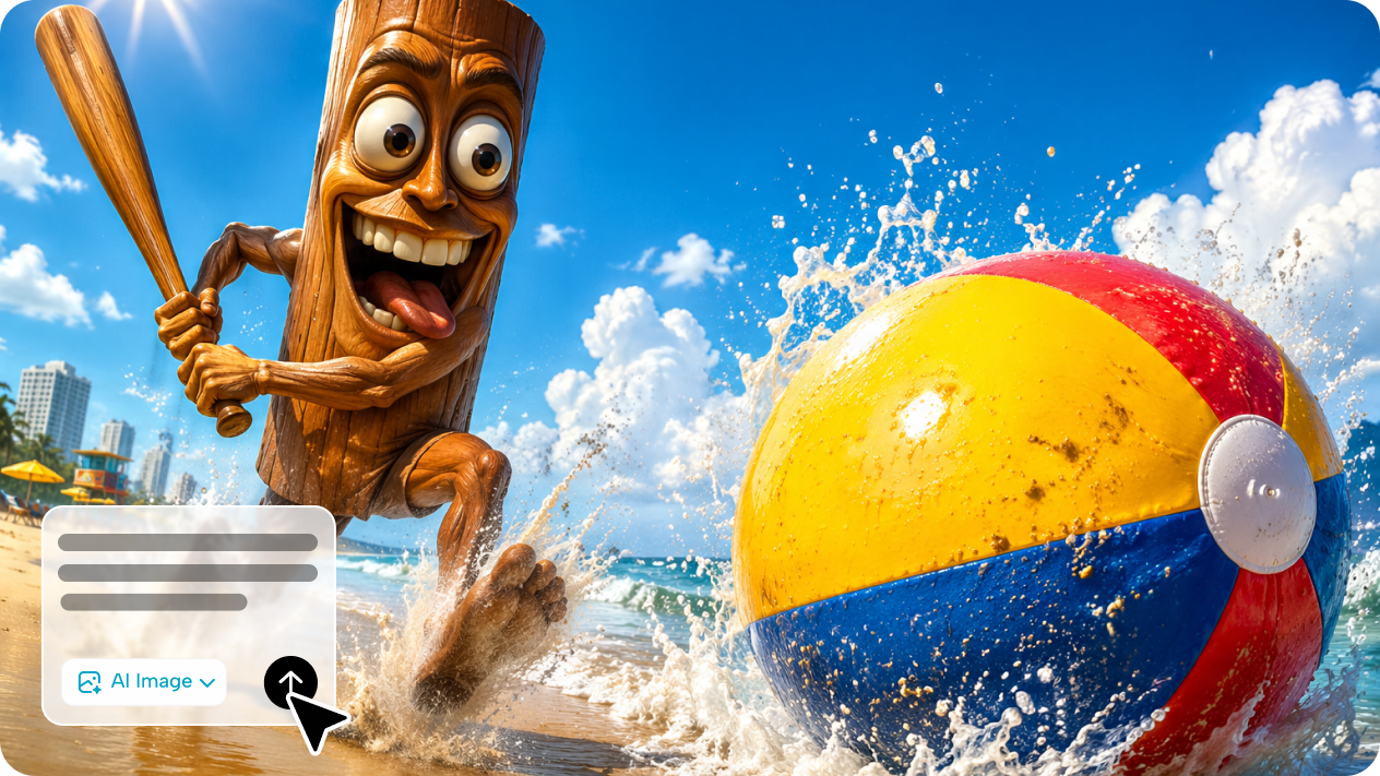 Generieren Sie chaotische Brainrot-Strand-Memes mit Text-zu-Bild-KI