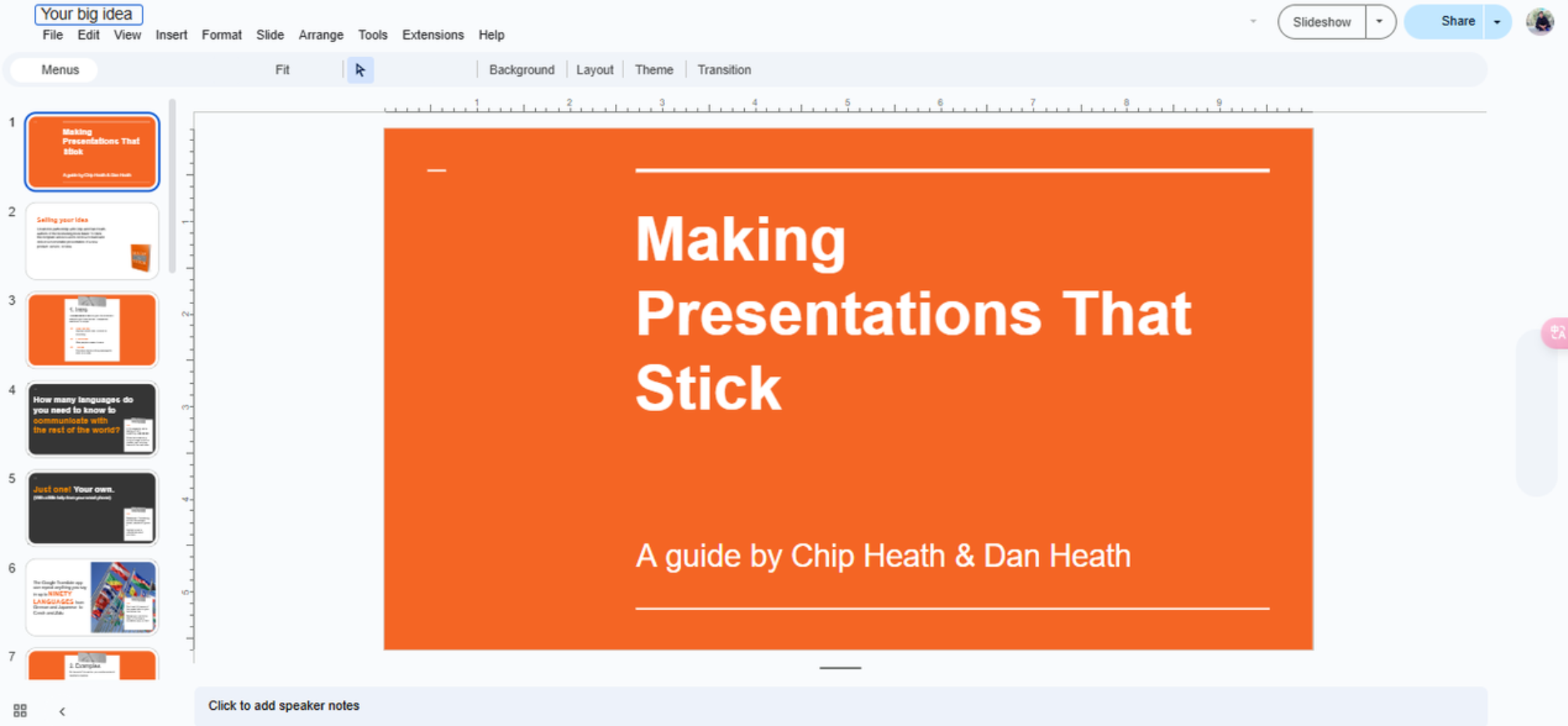 Add title to the slideshow