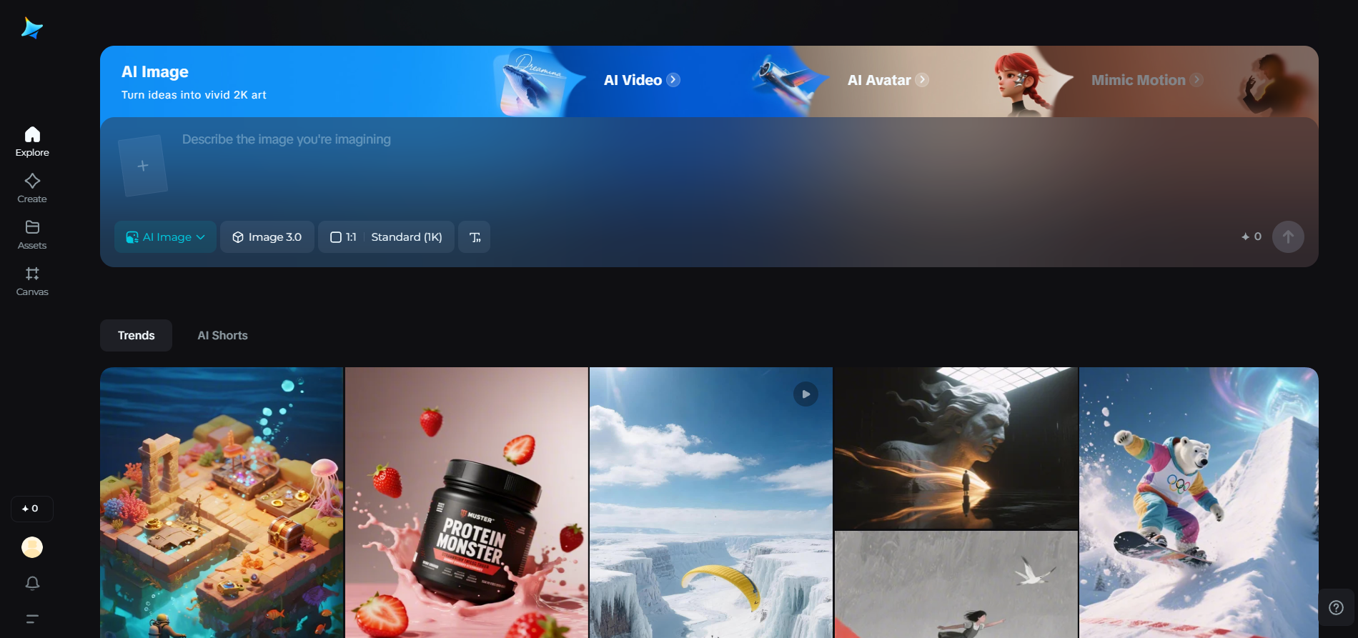 Pangunahing pahina ng Dreamina