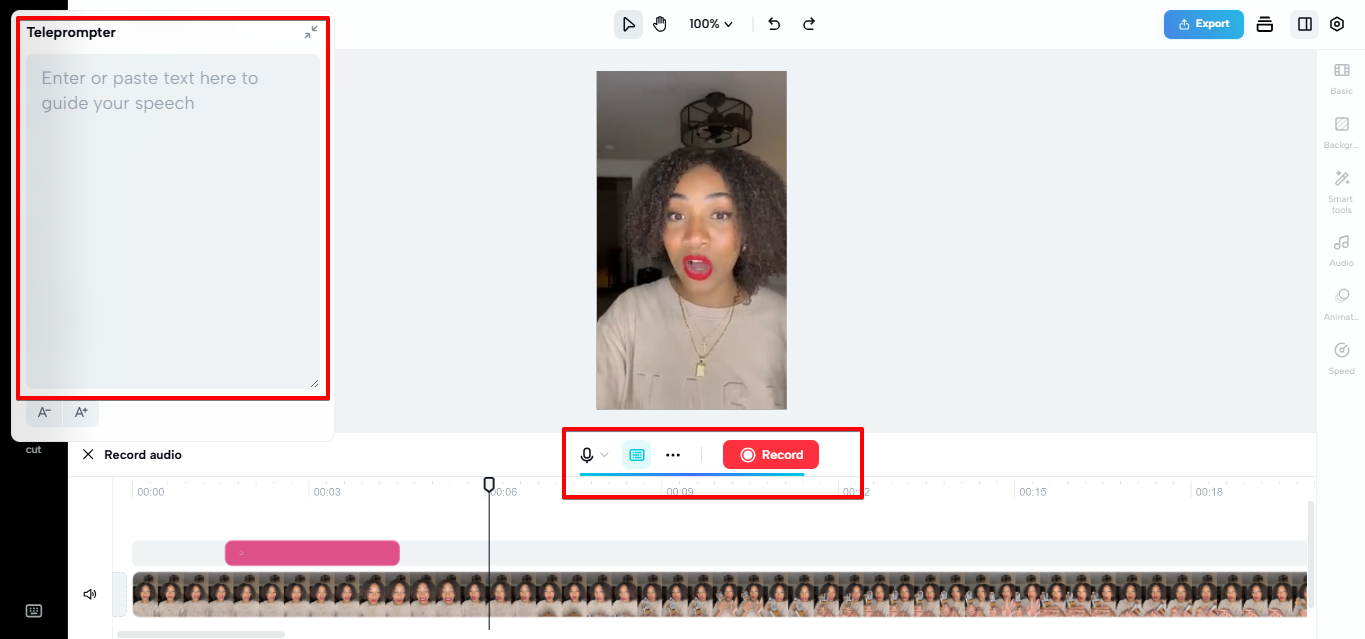 Audio recording in Pippit