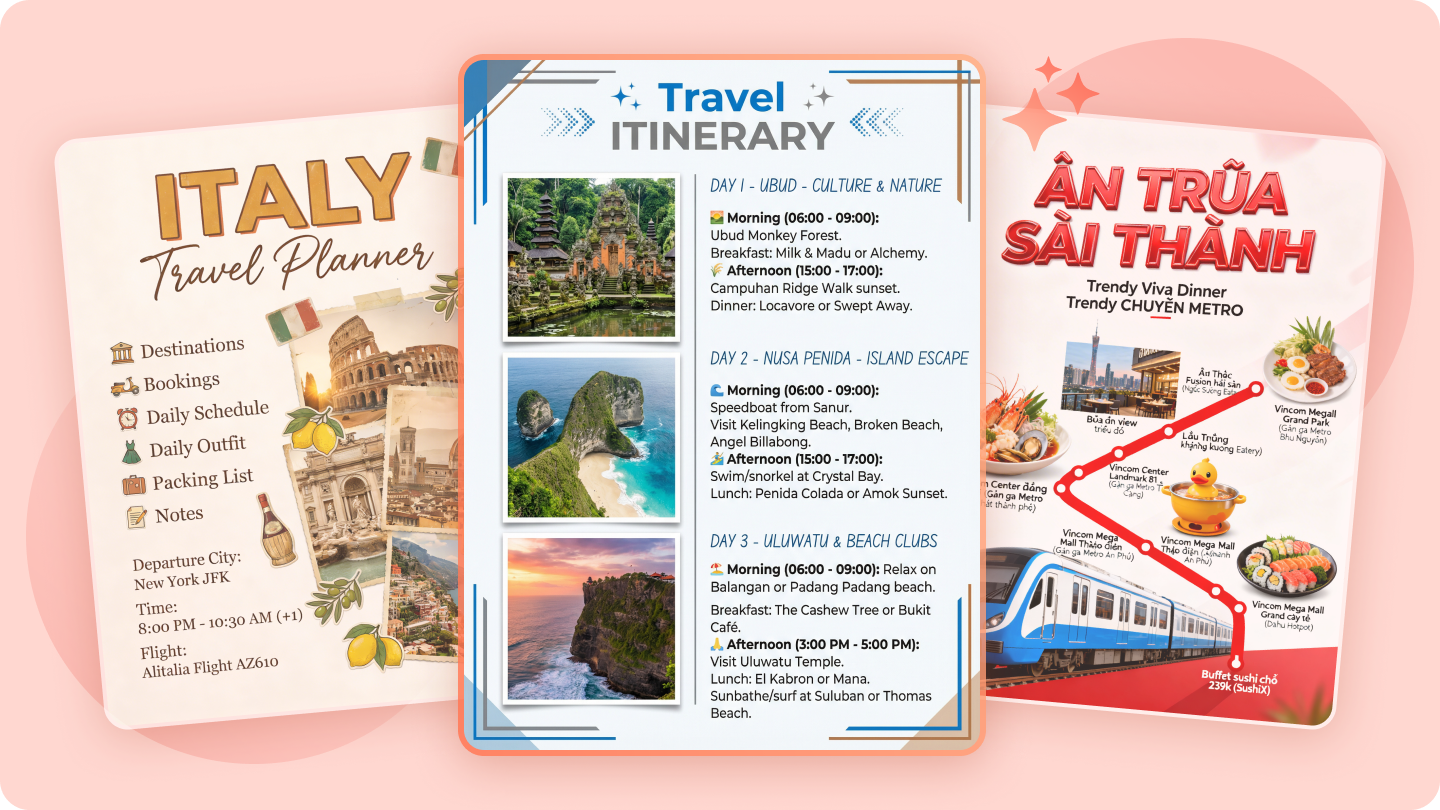 여행 일정 계획: AI로 아름다운 여행 계획을 개인화합니다.