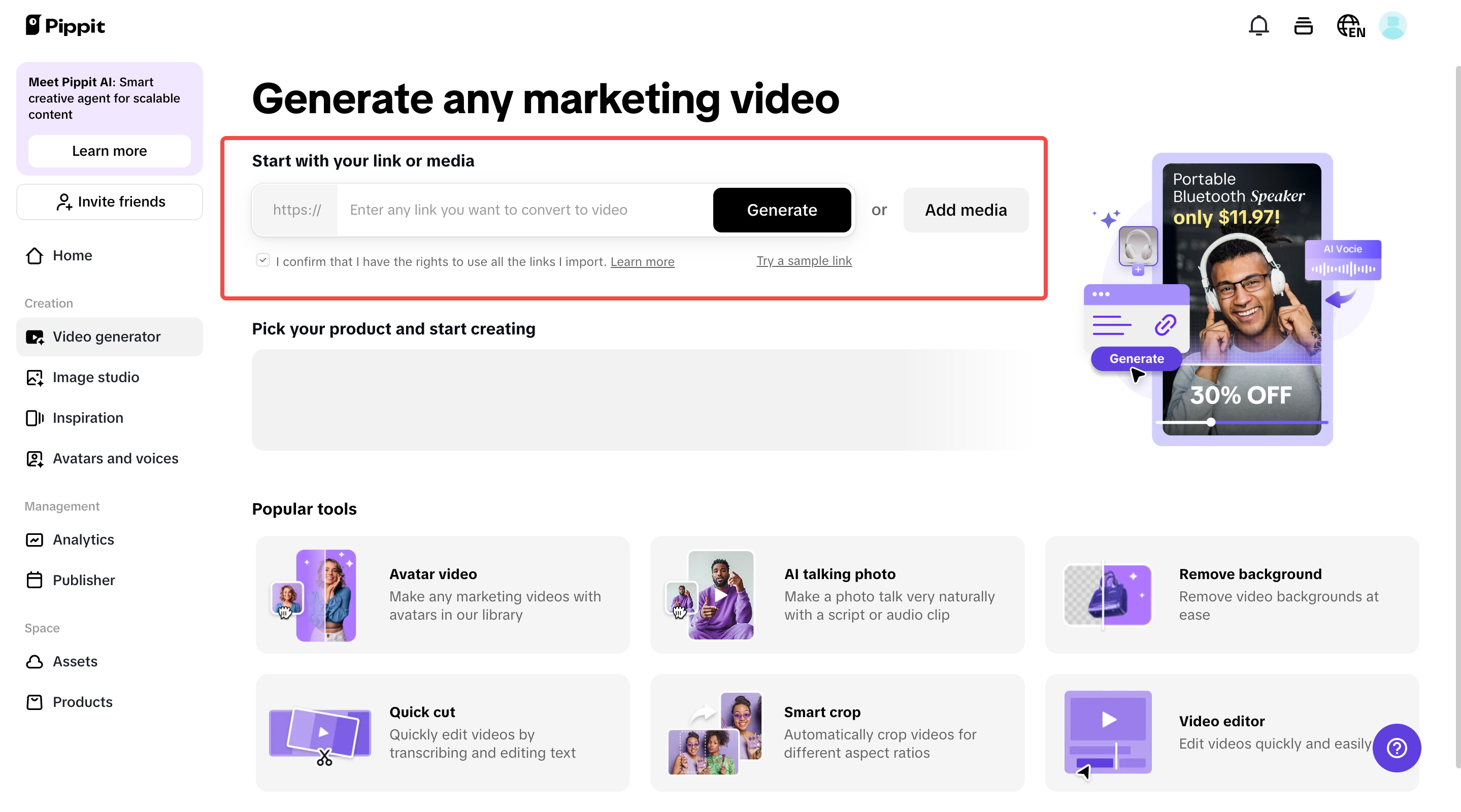 Pippit One-Click Video Solution