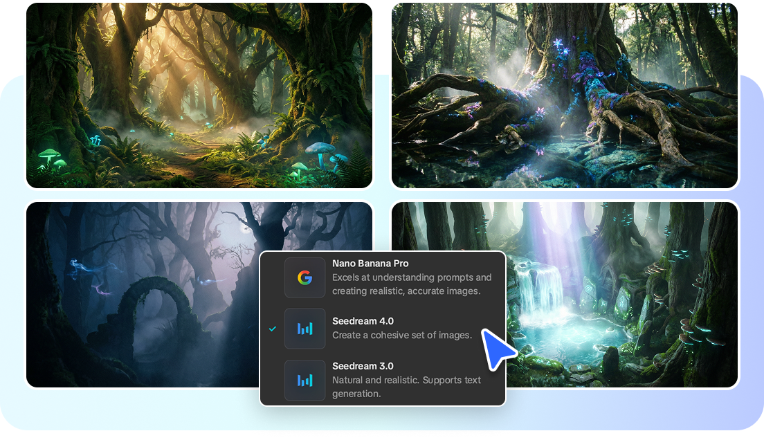 CapCut's AI image creation is powered by Seedream 4.0 and 3.0