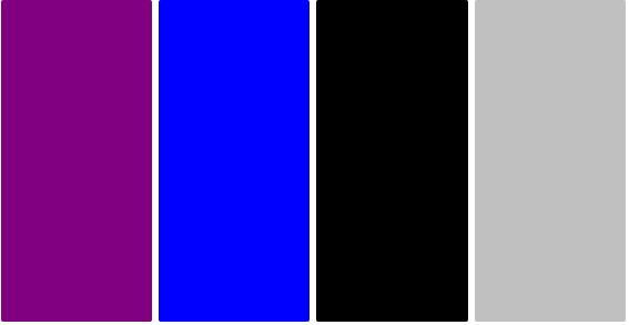 Purple, Blue, Black, Silver
