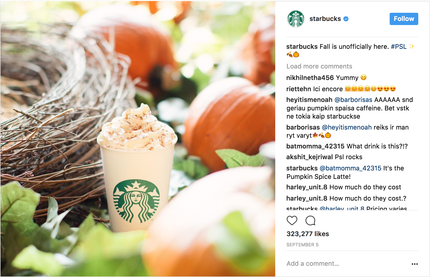 Starbucks - Latte ng Pumpkin Spice