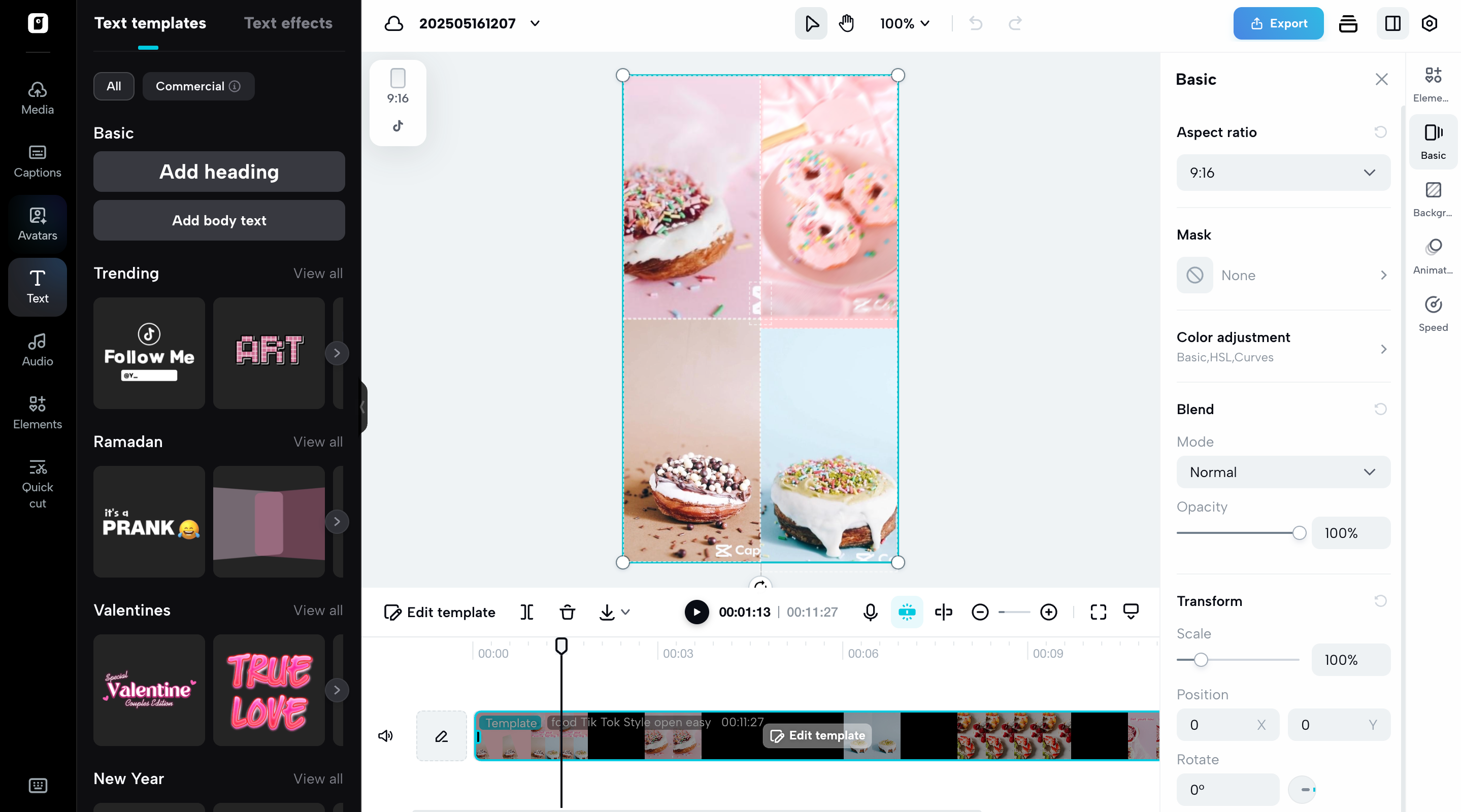 Customize your food video