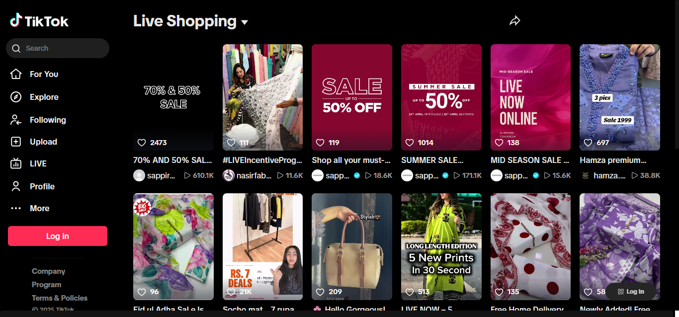 TikTok Live shopping