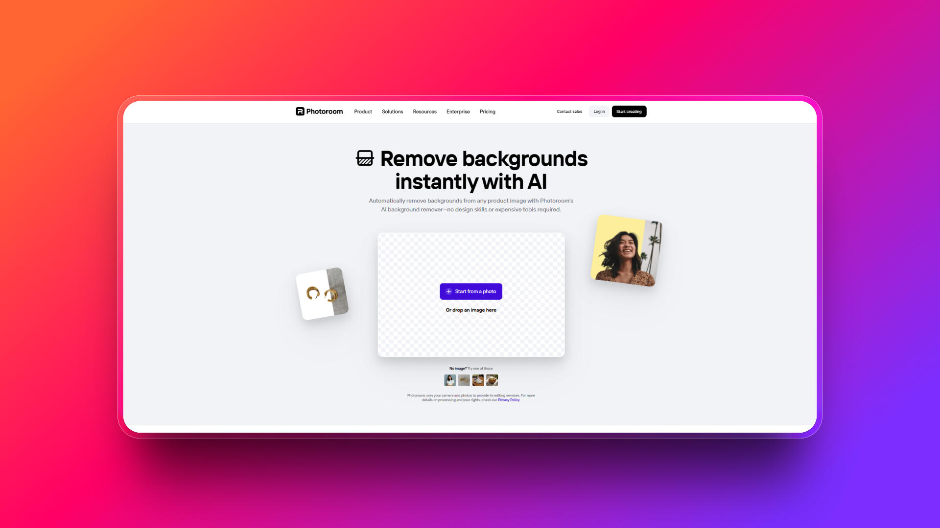 White background remover by Photoroom
