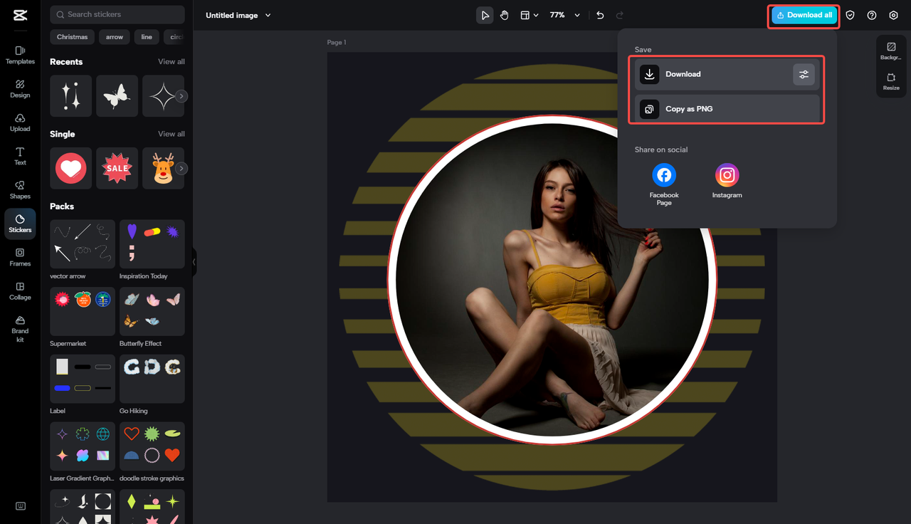 Export the image for the Twitter profile