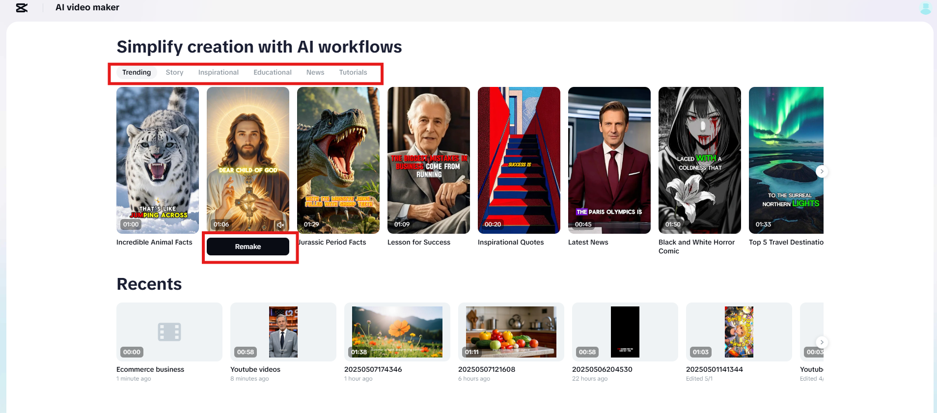 Select type and preview template