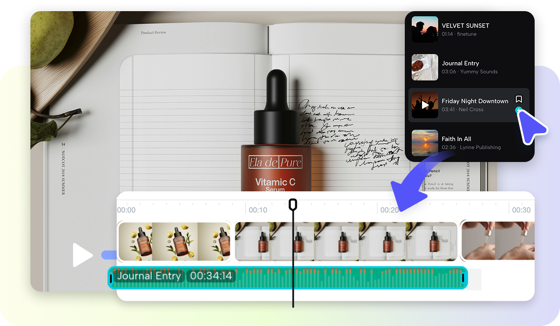 Susun dan edit video Anda di editor garis waktu