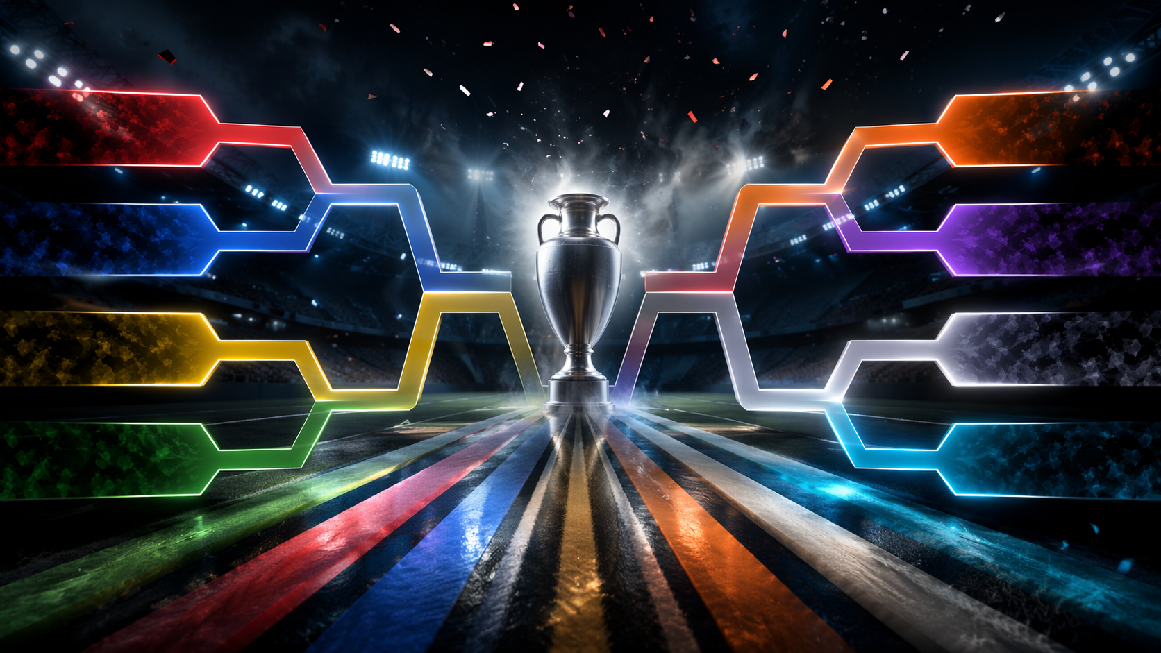 Dreamina Viertelfinale World Cup 2026 ai Poster Prompt Beispiel 5: Acht-Team Bracket Poster
