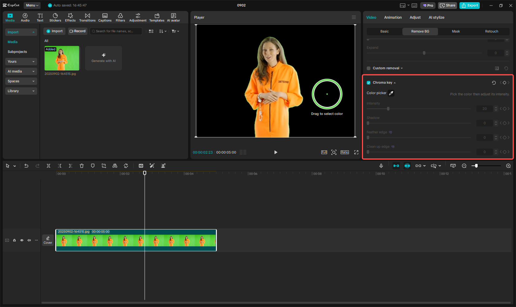 Use the chroma key to remove the image background
