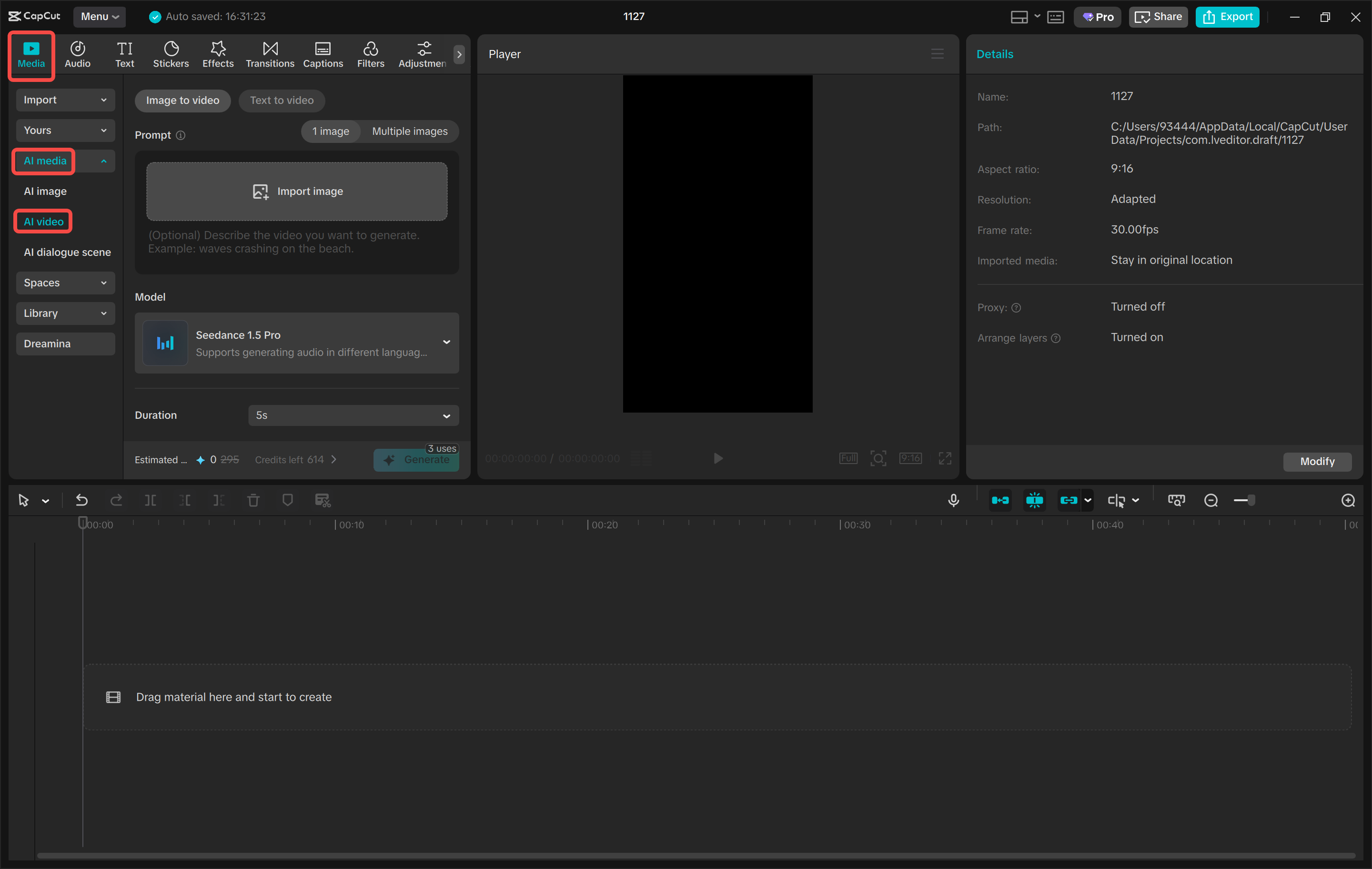 Access the AI video in CapCut