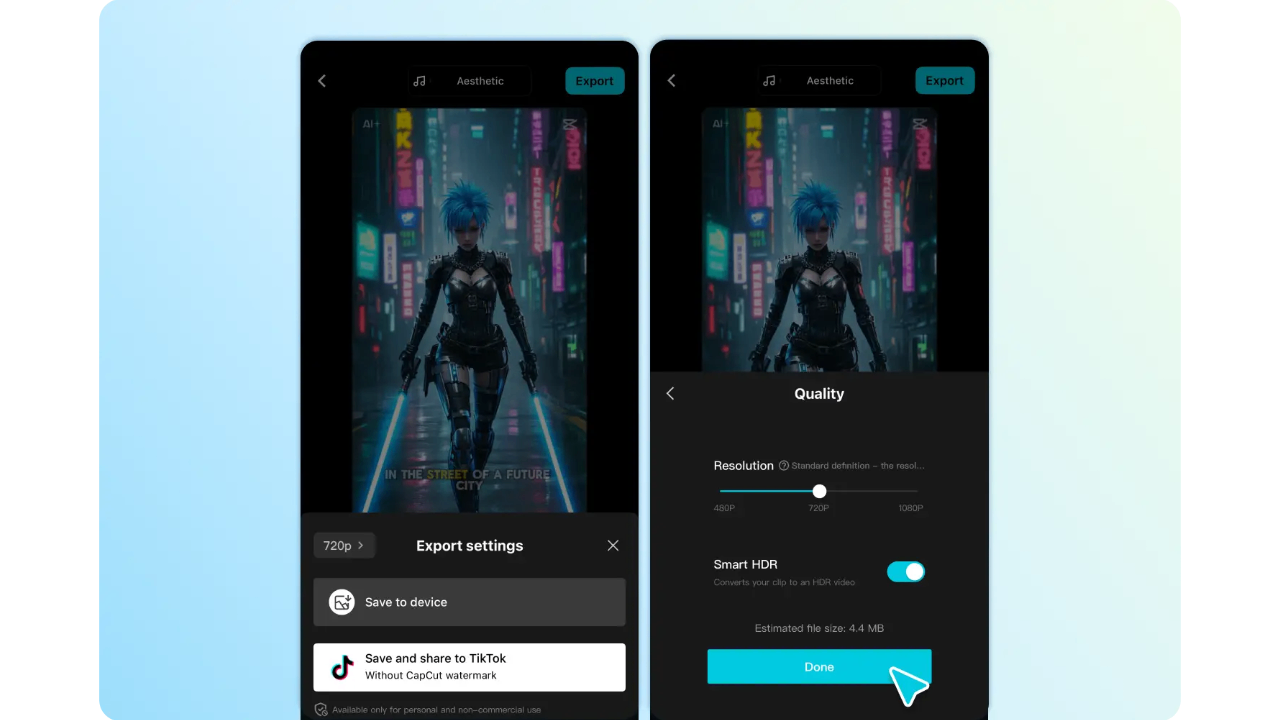 Generate and export AI video