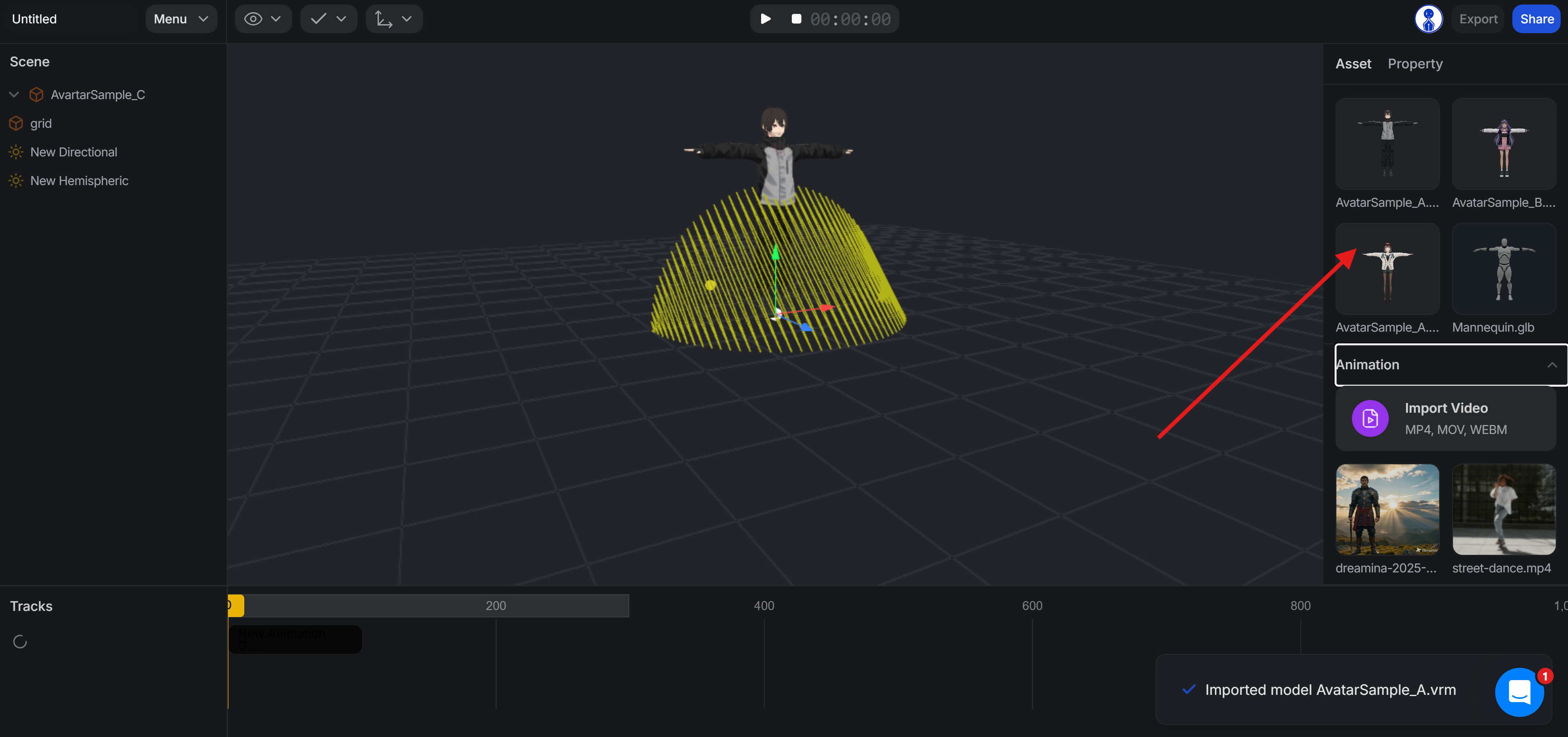 Extracting motion to character
