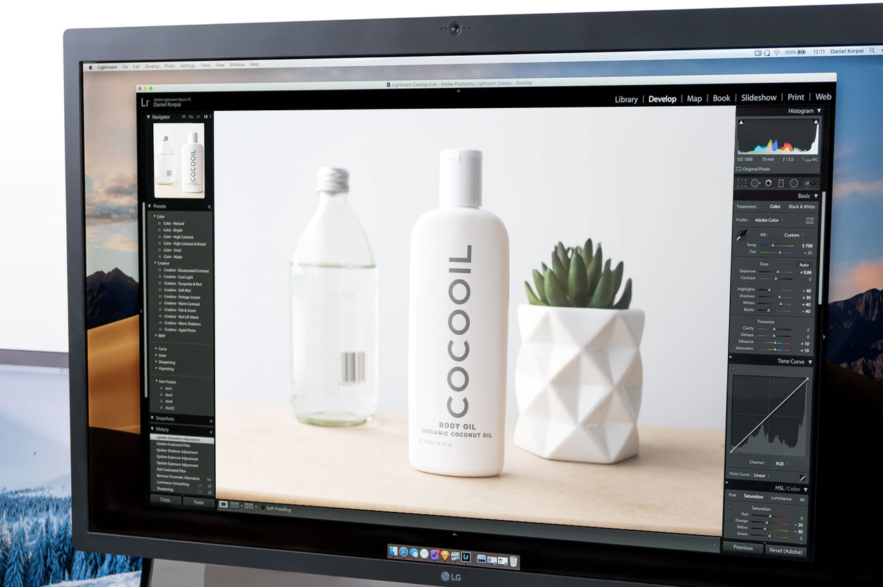 Product photo editing on computer screen