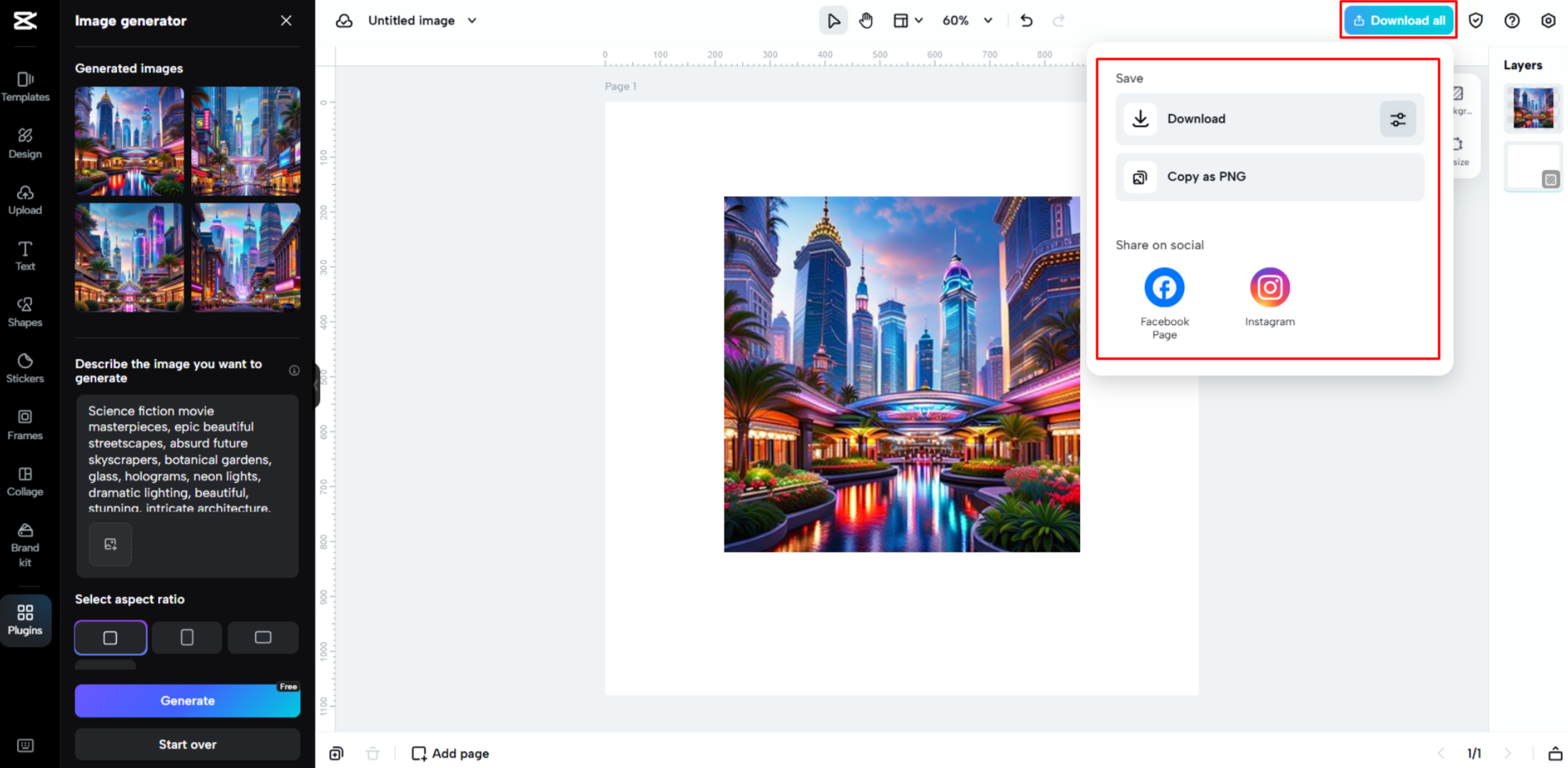 Downloading the images from CapCut Web 