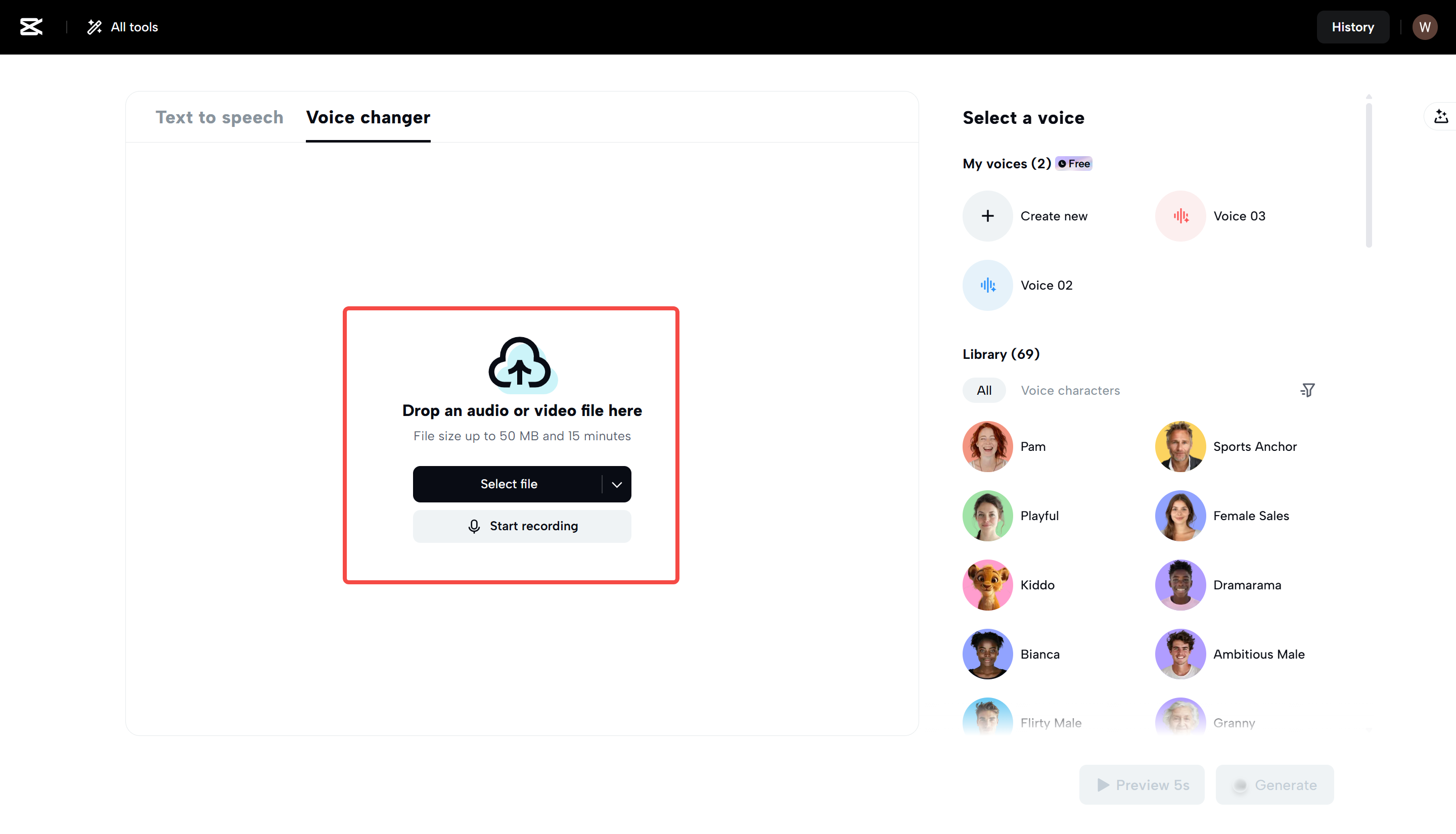 Hỗ trợ nhiều cách tải lên âm thanh