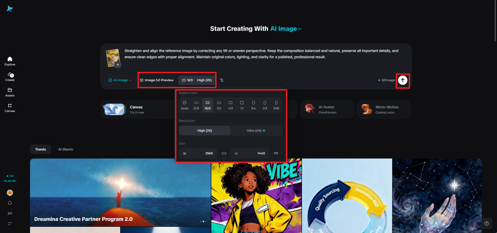Choose the model and adjust output settings