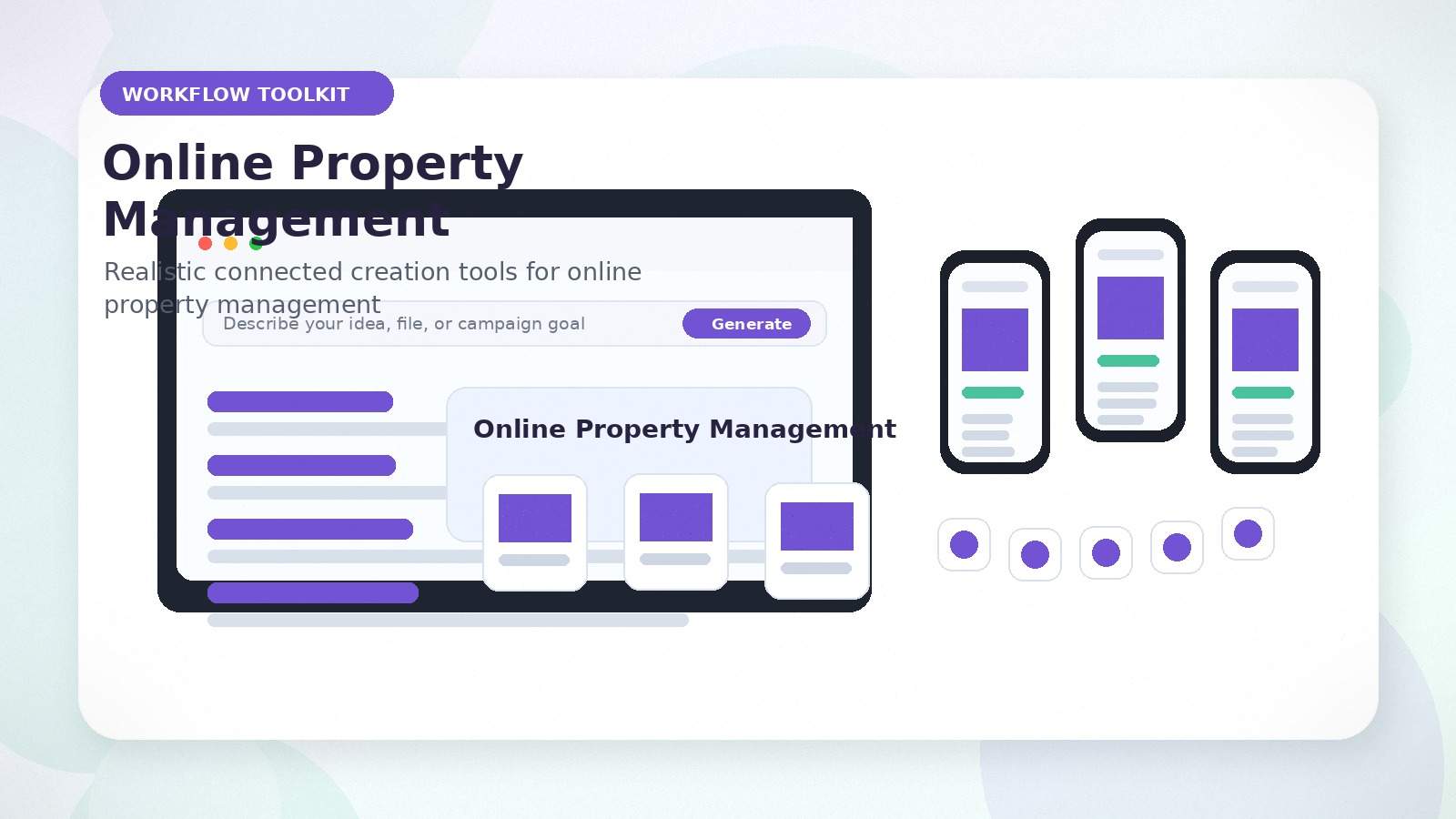 Online Property Management realistic workflow toolkit visual for online property management