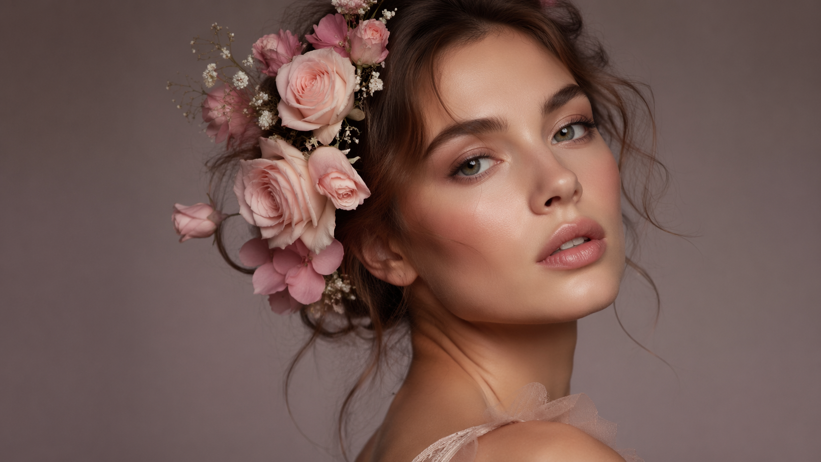 Dreamina fügt Blumen zur Fotoaufforderung hinzu Beispiel 2: Blumen im Haar Leitartikel