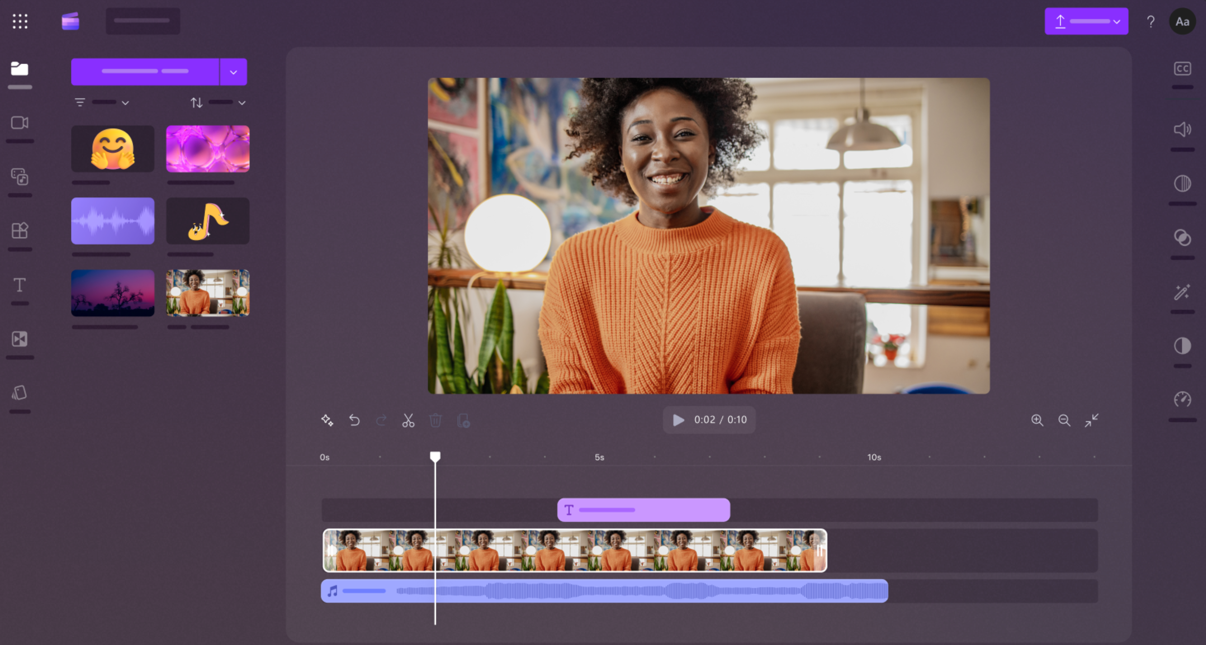 Schnittstelle von Clipchamp - dem beliebtesten Videoclip-Editor