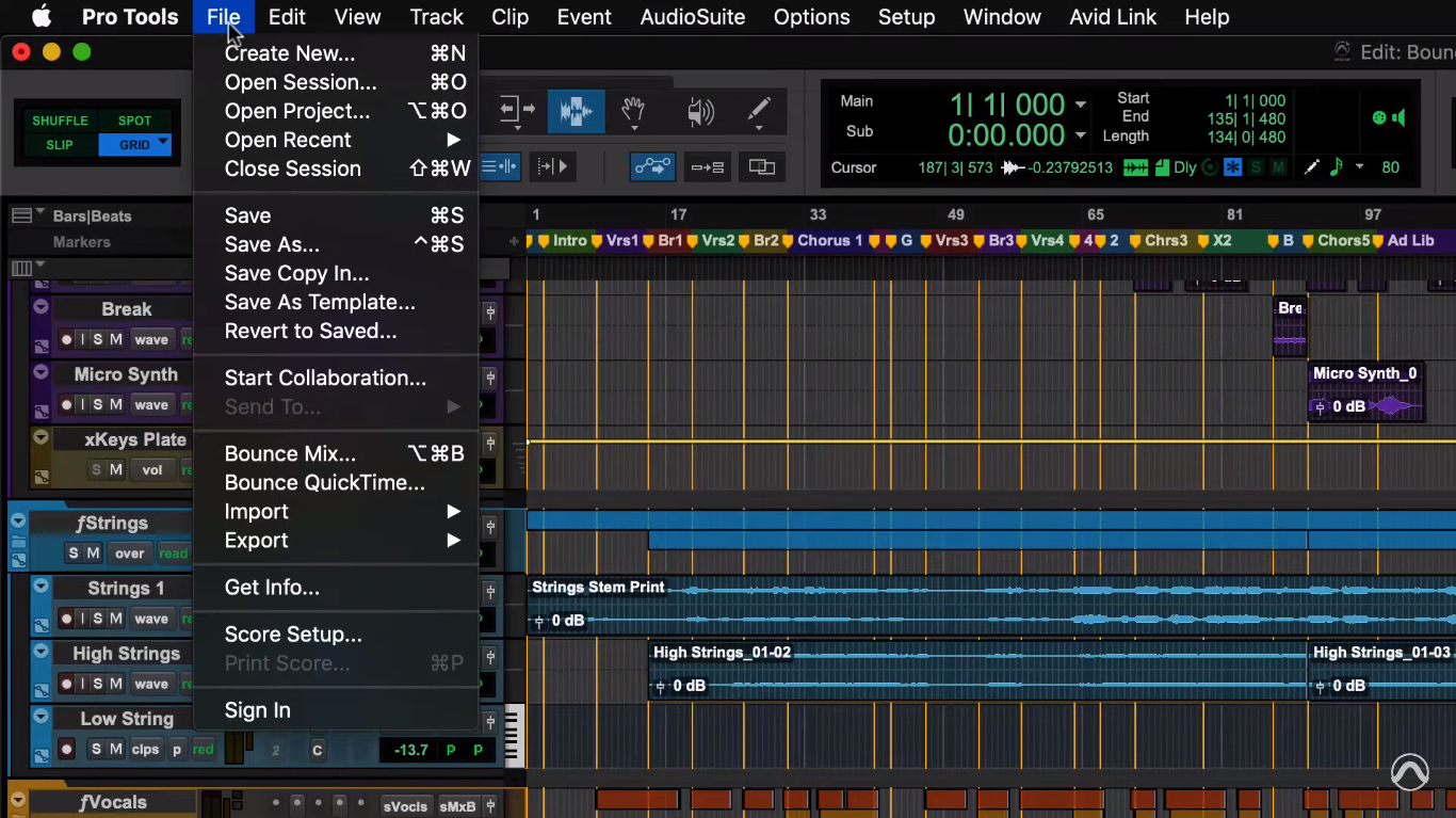 Audio Editing Programs - Avid pro tools Step 1