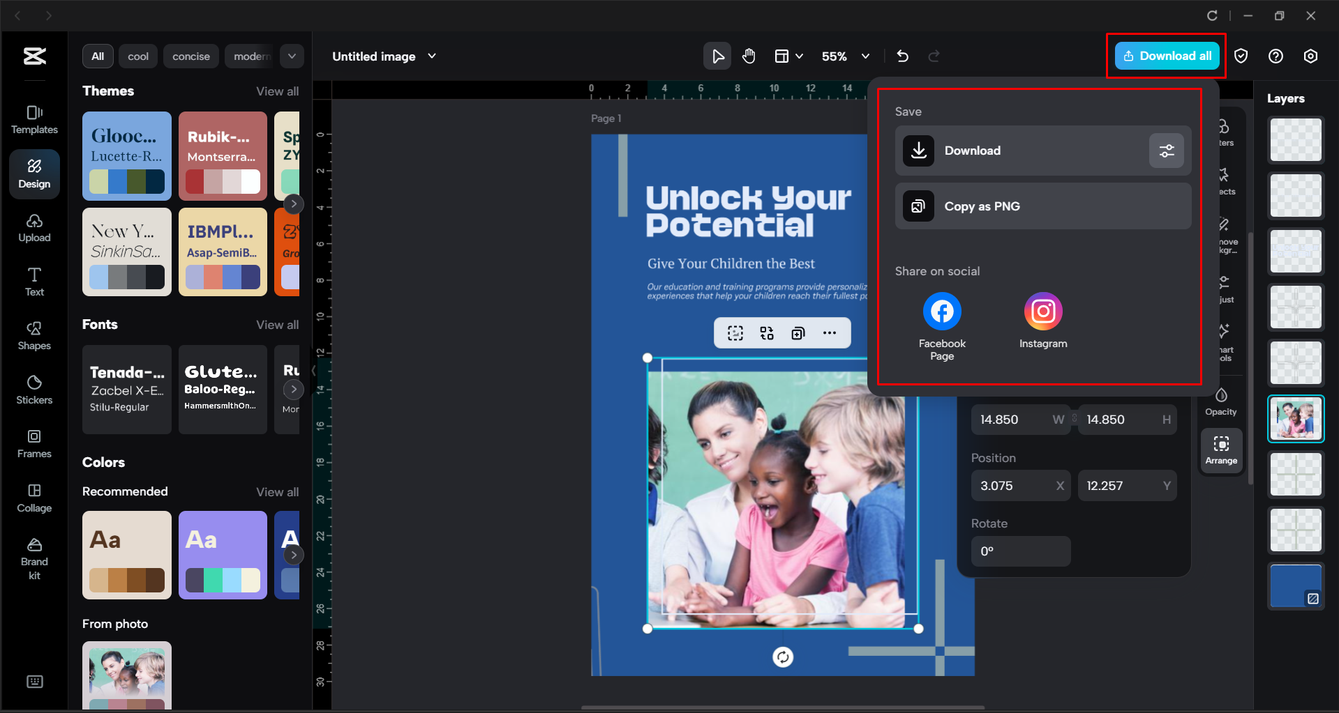 Exporting a flyer from the CapCut desktop video editor