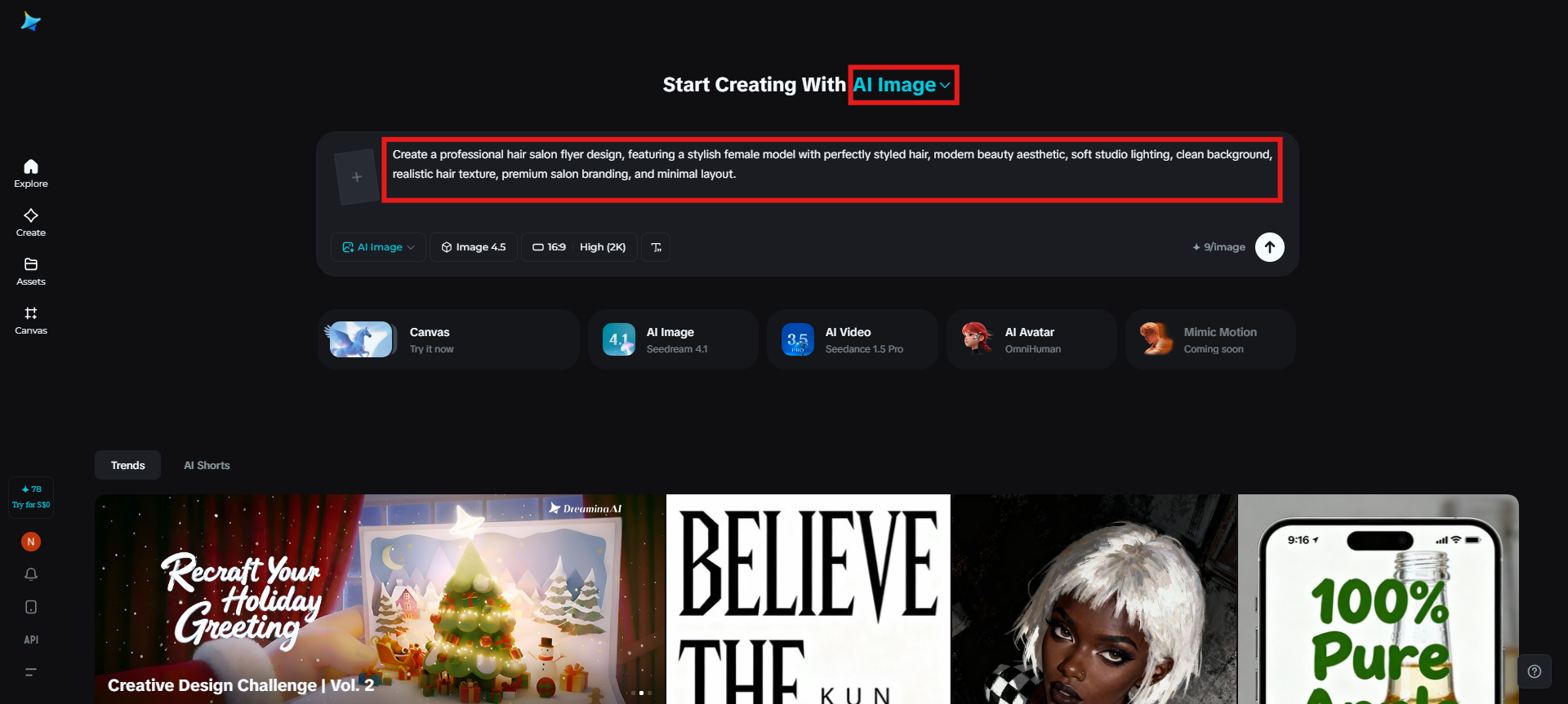 Add text prompts to make a salon flyer