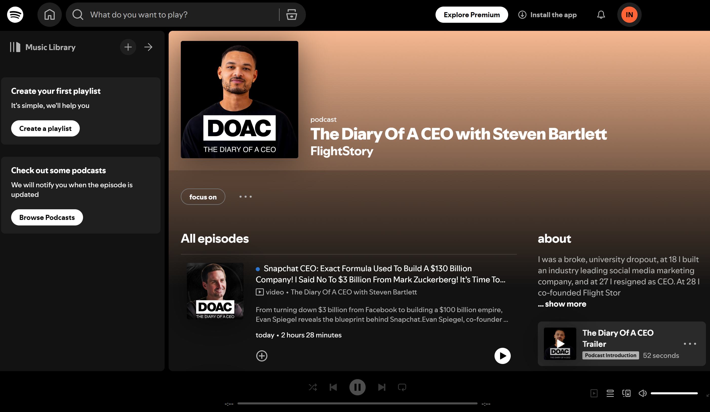 The Diary Of A CEO with Steven Bartlett—among the highest Spotify streams for business podcasts
