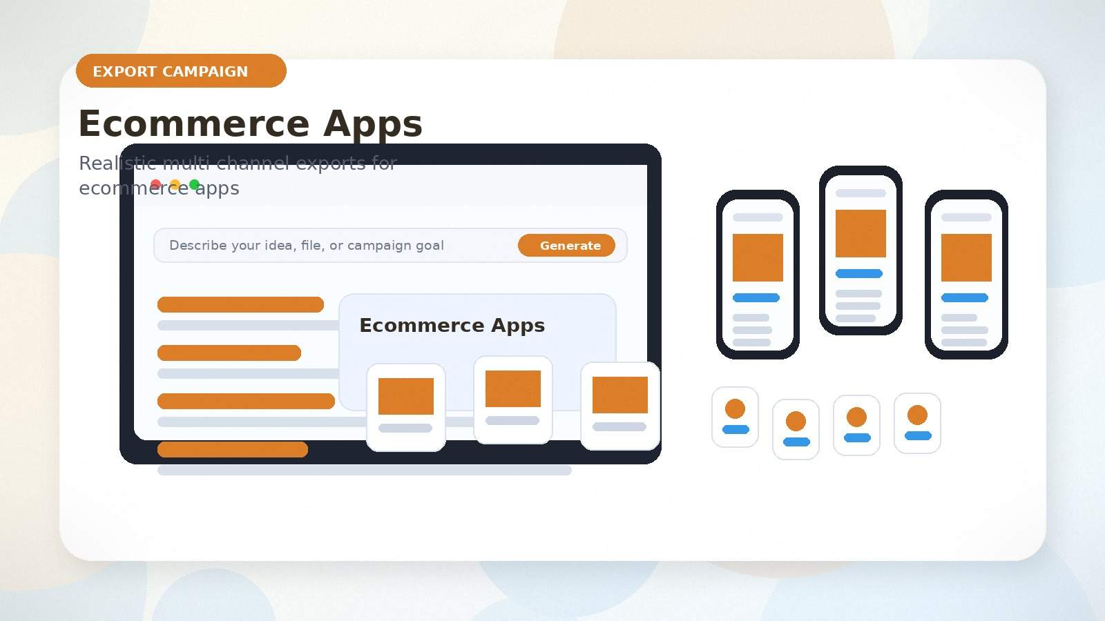 Ecommerce Apps realistic export campaign visual for ecommerce apps