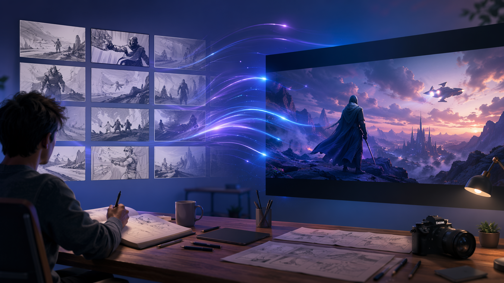 Dreamina Google Flow AI Video Generator kostenlose Eingabeaufforderung Beispiel 1: filmische Eingabeaufforderung-zu-Video-Szene