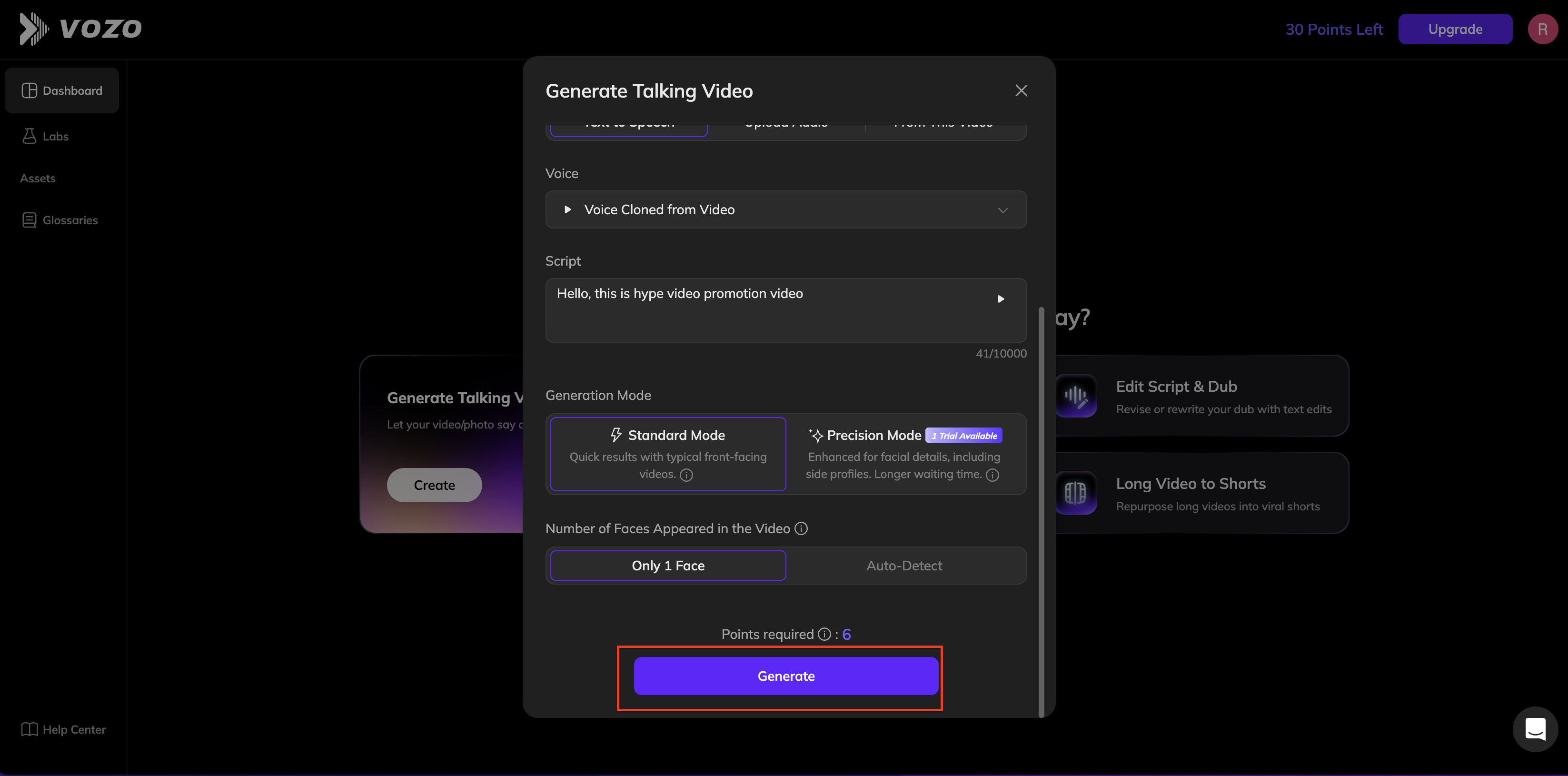 Add script, voice and mode details