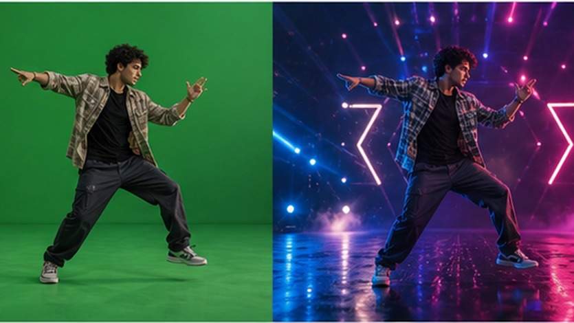 Seedance 2.5 Green Screen to AI Video example 3