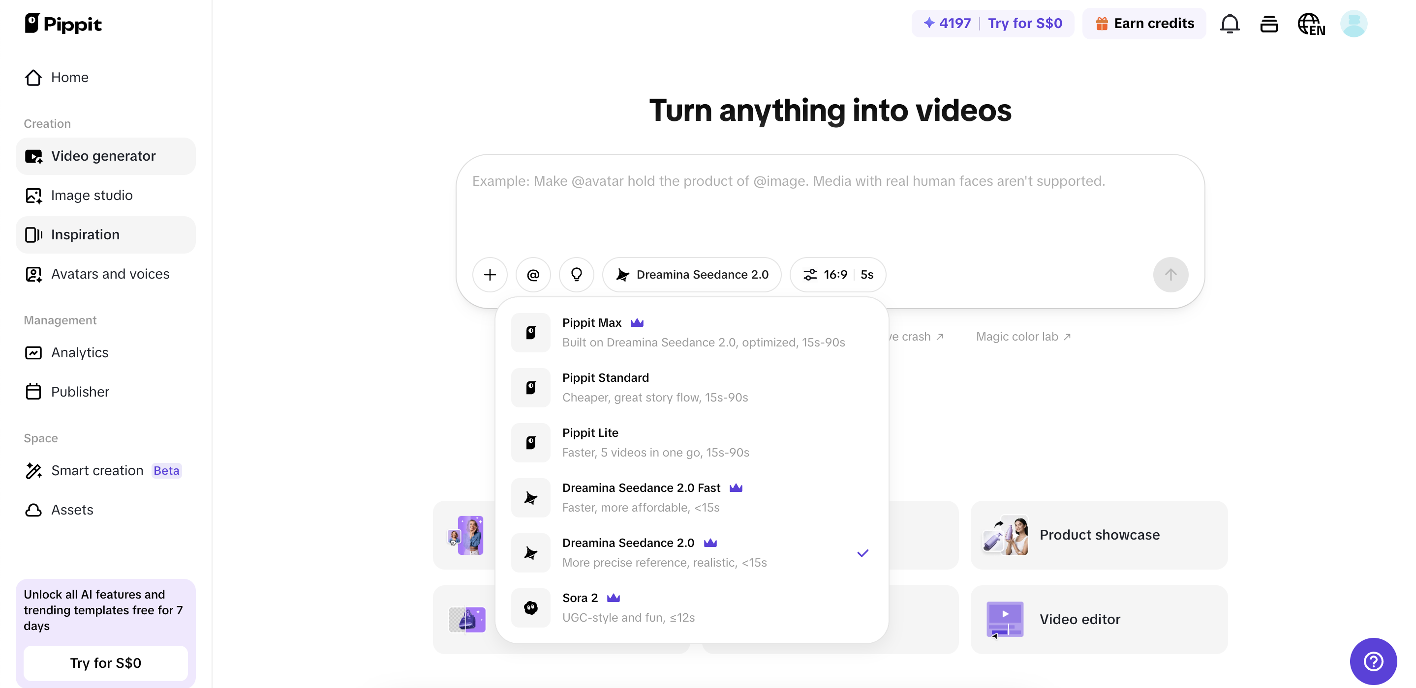 Access the video generator