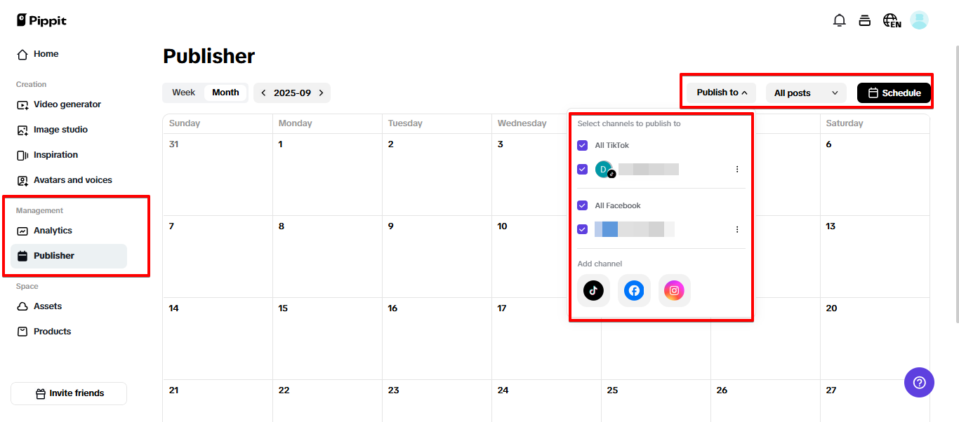 Integrasyon ng Pippit sa social media