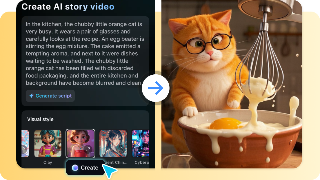 Transforme tópicos ou scripts em vídeos