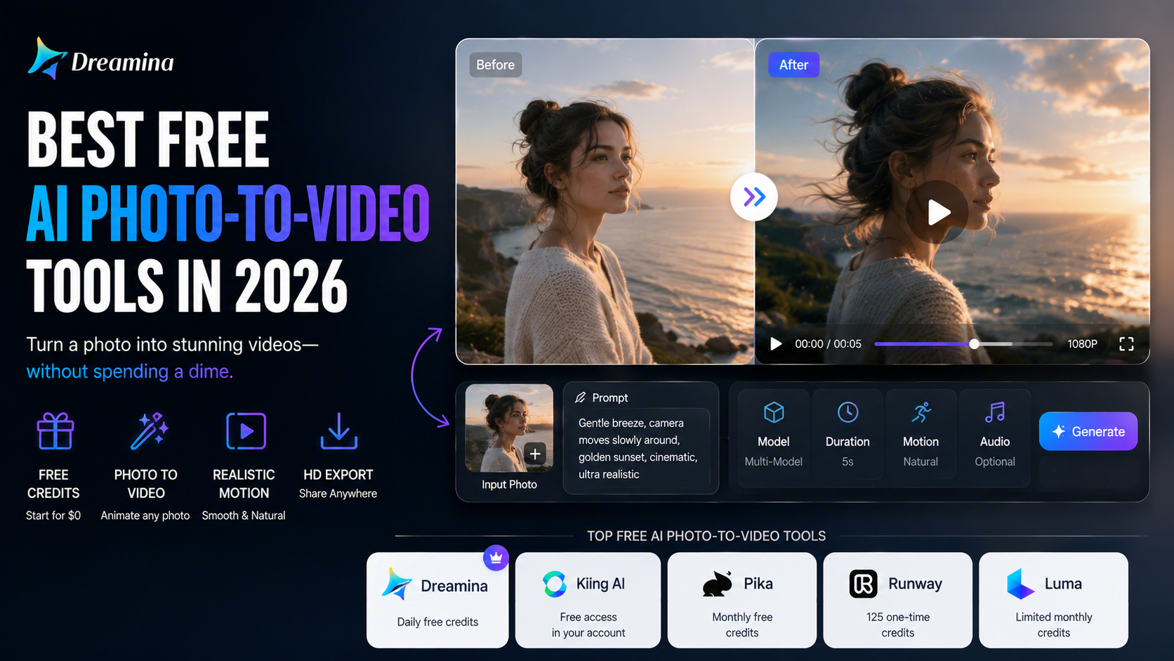 Free Credits, Real Clips: 5 Best Free AI Photo-to-Video Tools in 2026