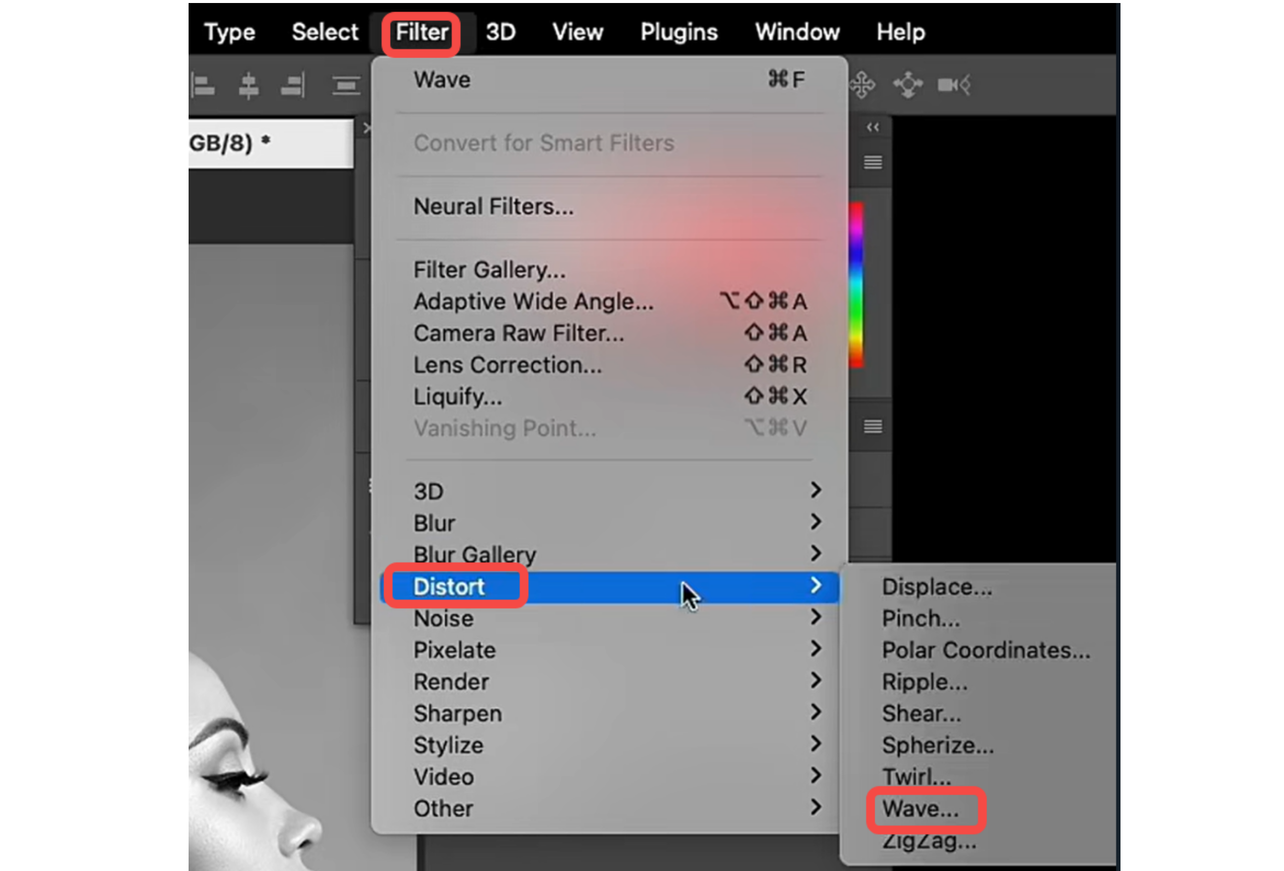 Showing how to make a glitch effect in Photoshop
