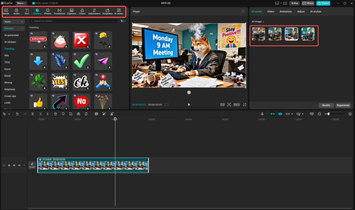 Edit the generated meme image