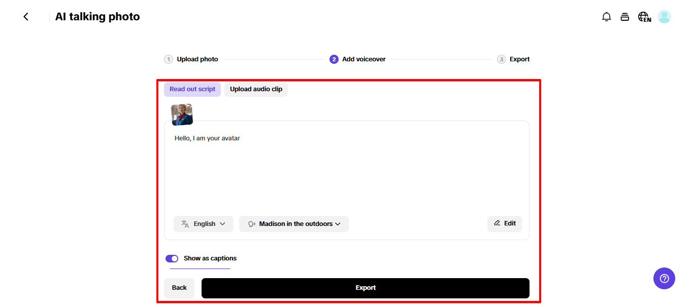 AI talking photo tool in Pippit