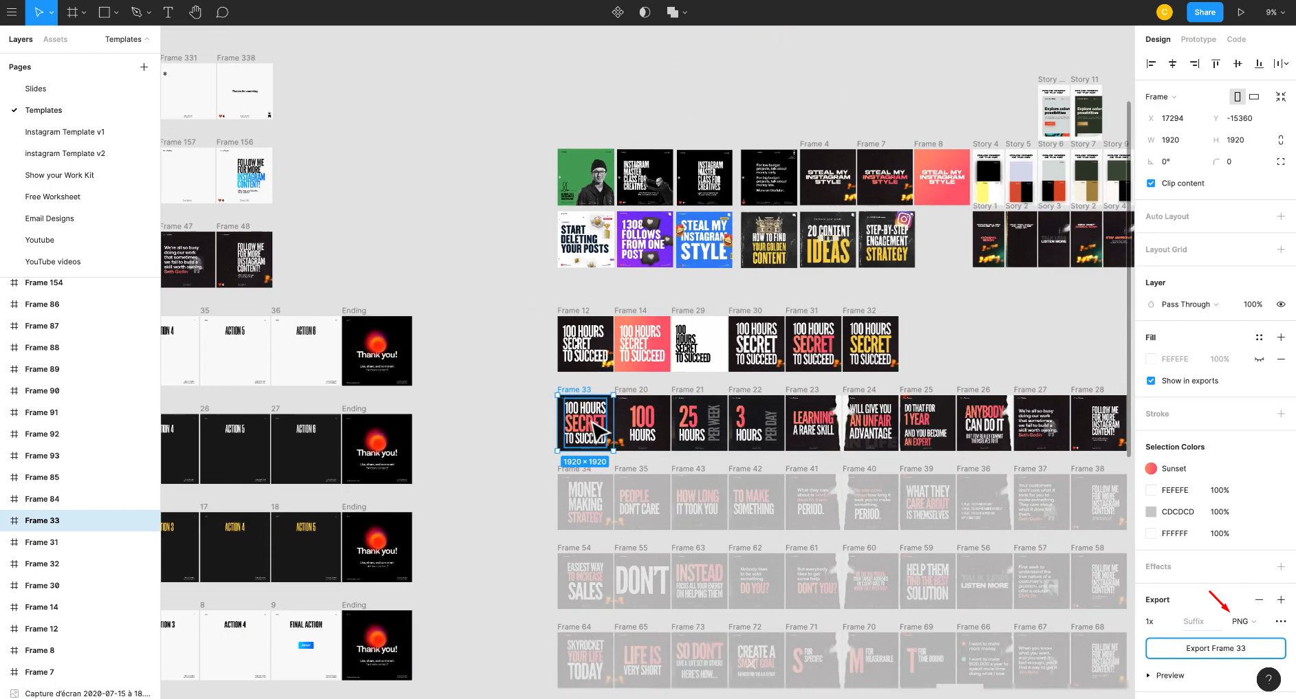 Saving the Figma Instagram template