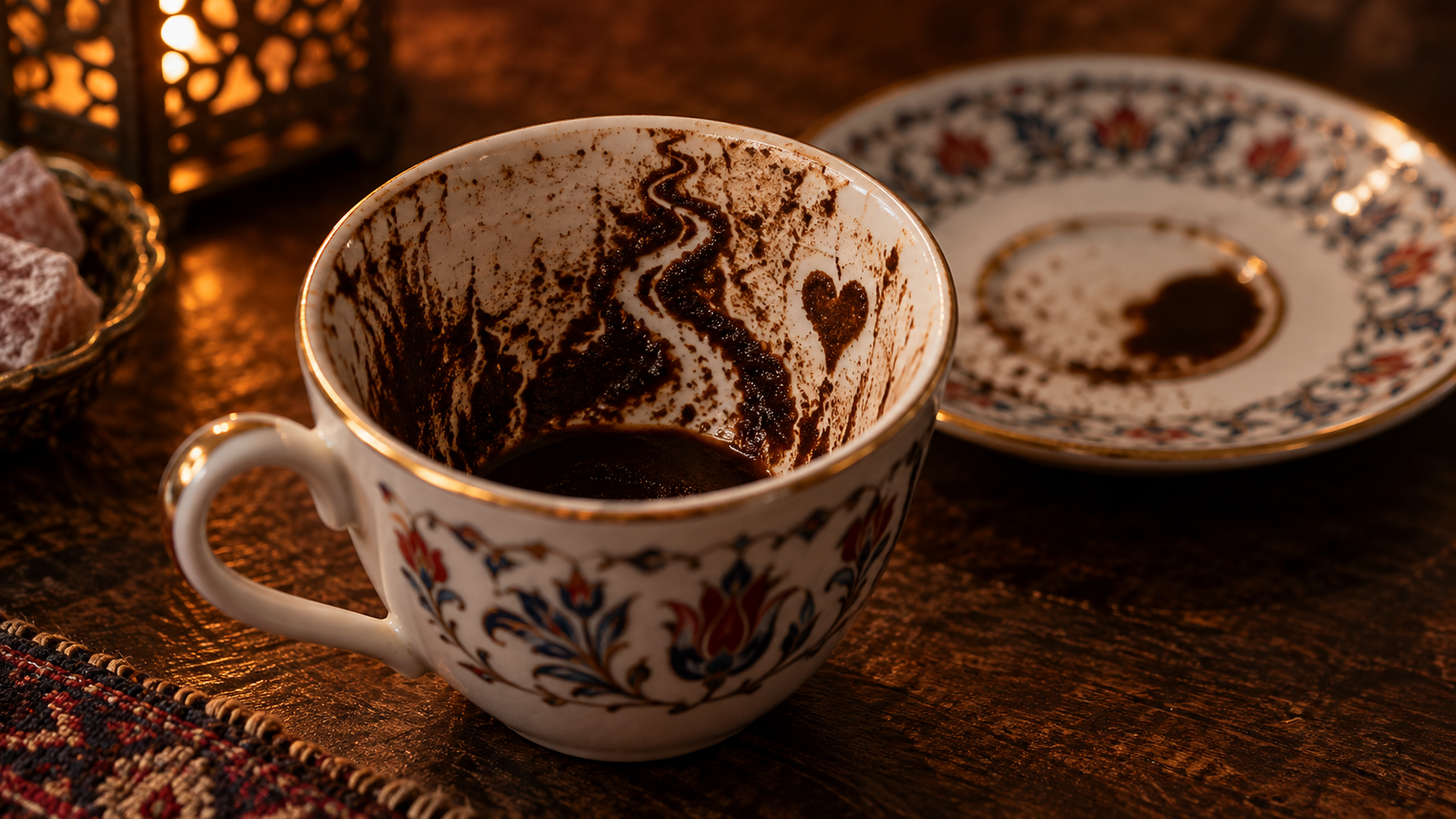 AI coffee fortune reading: Winding Road and Heart Symbols