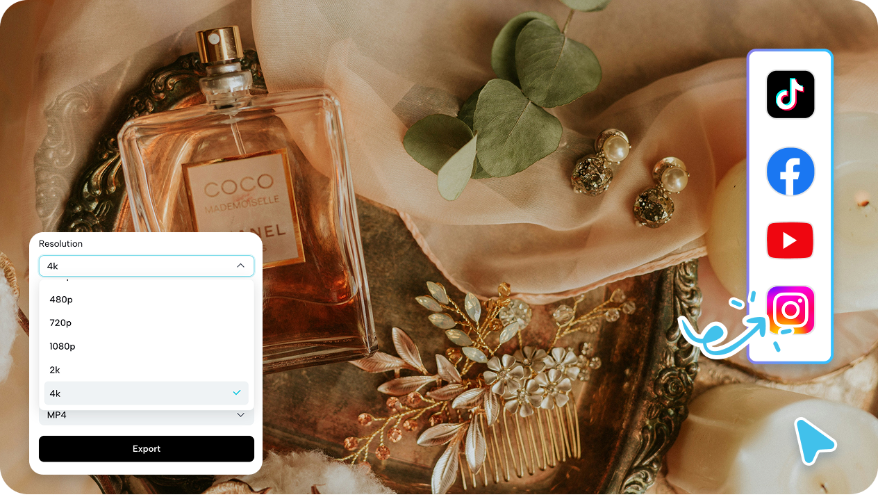 High-resolution export and multi-platform sharing