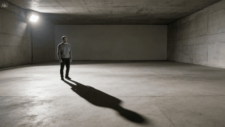 One person appears repeatedly across the frame as a moving trail of cloned figures.